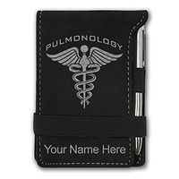 Mini Notepad, Pulmonogy, Personalized Engraving Included (Black with Silver)