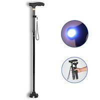 HLDWXN Aluminum Folding Cane,Retractable Old People Non-Slip Stick,Multi-Function with Lighted + ABS Scrub Old Man's Cane,for Elderly, Handicapped