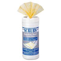 SCRUBS 91956 Stainless Steel Cleaning Wipes, Citrus Scent  (Pack of 50),Yellow and White