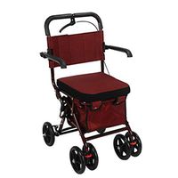 Standard Walkers Walker Elderly Shopping Cart Can Sit Cart Buy Dish Pull Cart Lightweight Folding Scooter Healing Trainer Old Handrail Old Scooter (Color : Red, Size : 425090cm)