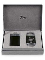 Personalized Zino Gift Set ZM Single Torch Cigar Lighter and Cutter Gift Set with Free Laser Engraving (Black)