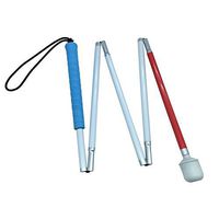 Aluminum mobility folding cane for the blind (folds down 5 sections) (110cm(43.3 inch)-blue handle)