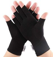 Compression Arthritis Gloves, Fingerless Hand Gloves for Rheumatoid & Osteoarthritis - Joint Pain and Carpel Tunnel Relief-Men & Women (Pure Black, Large)