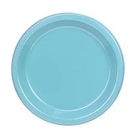 Exquisite 7 Inch. Light Blue Plastic Dessert/Salad Plates - Solid Color Disposable Plates - 50 Count