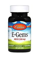 Carlson - E-Gems, 400 IU (268 mg), Natural-Source Vitamin E, Heart Health & Optimal Wellness, Antioxidant, 60 Soft Gels