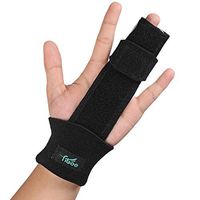 Fibee 2 Finger Splint Trigger Finger Splint, Adjustable Two Finger Splint Full Hand and Wrist Brace Support, Metal Straightening Immobilizer Treatment for Sprains, Mallet Injury, Arthritis(S/M)