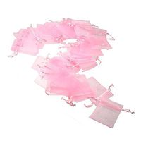 JZK 50x Pink Organza Bags Party Favour Bags Confetti Bags Small Gift Bags, 7x9 cm, for Candy, Small Jewelry, Gift, Beads, Dry Flower, for Wedding, Birthday, Baby Shower, Halloween, Christmas