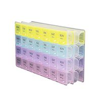 LOHOME® Weekly Pill Organizer, 7 Day 28 Slots Pill Medicine Storage Box Three-time-a-Day and Backup Pill Detach Case Weekly Medtime Planner for Medications Supplements and Vitamins (8.50x4.70 inch)