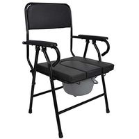 Folding Steel Commode Chair, with Removable Pail, Adult Bathroom Toilet Seat, for Handicapped/Women/Children