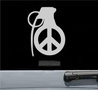 JS Artworks Peace Sign Grenade Vinyl Decal Sticker (Silver)