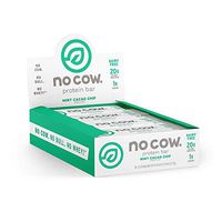 No Cow Protein Bar, Mint Cacao Chip, 20g Plant Based Protein, Keto Friendly, Low Carb, Low Sugar, Dairy Free, Gluten Free, Vegan, High Fiber, Non-GMO, 12Count