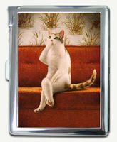 Funny Vintage Cat Cigarette Case Lighter Wallet Card Holder