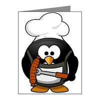 Note Card Little Round Penguin - BBQ Grill King