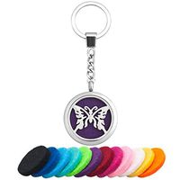 JewelryJo Butterfly Animal Aroma Essential Oil Diffuser Locket Keychain Keyring Car Air Freshener & Pads