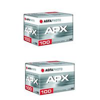 2 Rolls Agfa APX 100 36 Exposure Pro Black and White Negative 35mm Film