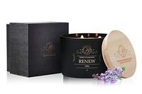 Luxury Scented Soy 3 Wick Candle for Stress Relief & Relaxation High Intensity Aromatherapy (RENEW - Lilac)