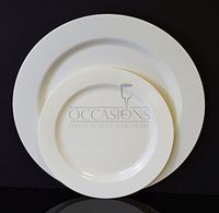 " OCCASIONS" Wedding Party 9'', 7.5'', 6'' disposable plastic plates and silverware combo (120, plain bone)