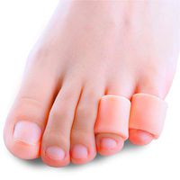 Povihome Silicone Toe Sleeves Protectors | Thick Version | for Corn, Blister, Gel Pinky Toe Protector to Reduce Friction from Heels, Boots, Flip Flops, Sandals - | Bright Beige | - 5 Pairs