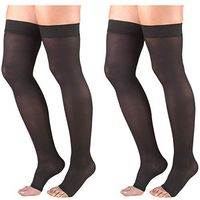 Truform Compression 20-30 mmHg Thigh High Open Toe Stockings Black, Large, 2 Count