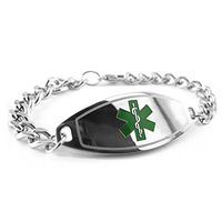 My Identity Doctor - Custom Engraved Medical ID Bracelet, 5mm 316L Steel for Teen, Adult - Medium - Green - Wrist Size 7.5 Inch