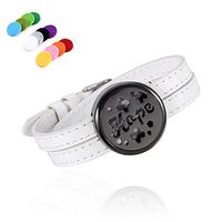 constantlife White Genuine Leather Aromatherapy Diffuser Bracelet Essential Oil Diffuser Bracelet with 12 Resuable Pads (I-Hope)