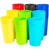 Youngever 18 Pieces Unbreakable Plastic Tumblers 20 Ounce, Unbreakable Plastic Drinking Glasses, Plastic Cups, set of 18 in 6 colors