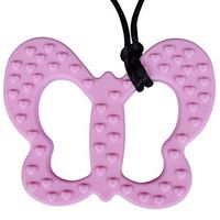 Munchables Butterfly Chew Necklace for Girls - Sensory Jewelry for Girls (Large Pink)
