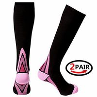 (2 Pairs) Compression Socks (20-30mmHg) for Men & Women - Best Stockings for Running, Medical, Athletic, Edema, Diabetic, Varicose Veins (Black & Pink (US Women 5.5-8.5 /US Men 5-9) 2 Same Pair, L/XL)