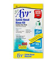 Ayr Saline Nasal Rinse Kit Soothing Sinus Wash, 100-Count Saline Nasal Rinse Mixture Packets Plus Applicator Bottle (Pack of 2)