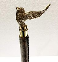 Marine Nautical Store Antique 3 fold Designer Brass Style Wooden Bird Handle Folding Leather Walking Stick Vintage Canes