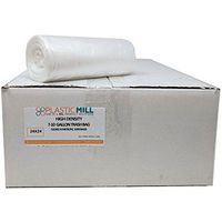 PlasticMill 7-10 Gallon Garbage Bags, High Density: Clear, 8 Micron, 24X24, 1000 Bags.