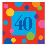 40 Birthday Stripes Beverage Napkins - 16 Per unit