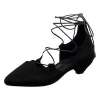 Clearance! Swiusd Women's Lace Up Stiletto Suede Pointed Dancing Shoes Retro Comfy Low Heel Gladiator Beach Roman Sandals (Black, US 8.5)