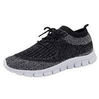 Cenglings Sneakers,Women Mesh Breathable Round Toe Casual Lace-Up Sport Shoes Running Shoes Flat Office Work Loafers Sneakers(Black,39)