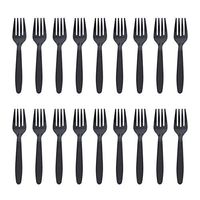 Amosfun 48PCS Plastic Black Fork Disposable Cutlery Forks Set Desserts Sampling Food Forks for 2020 Graduation Party Birthday