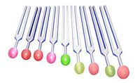 Radical Sacred Solfeggio 9Pc Tuning forks with Colored Rubber Balls Activator Pouch - Blessings Miracles Awakening Liberation