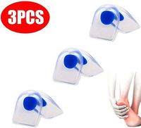 3 Pair Gel Heel Cups Plantar Fasciitis Inserts - Silicone Heel Cup Pads for Bone Spurs Pain Relief Protectors of Your Sore or Bruised Feet Best Insole Gels Treatment (Blue, Large)