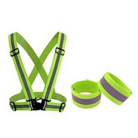 FORESTIME Reflective Vest, Reflective Glow Belt with 2Pack Reflector Armbands, Adjustable Elastic Safety Vest Outdoor Reflective Belt High Visibility, Ultralight & Comfy for Running