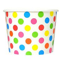 Rainbow Paper Ice Cream Cups - 16 oz Polka Dotty Disposable Bowls - Comes in Many Colors - Frozen Dessert Supplies - 100 Count
