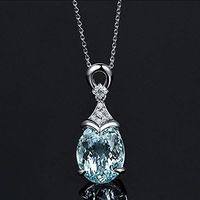 Fashion Gemstone Women Silver Natural Pendant Aquamarine Jewelry Necklace Prom Stylish Simple Lovely Cheap Elegant Fashionable Womens Comfortable Wonderful