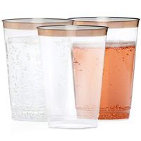 Celebrite Clear Cups with Rose Gold Rim | 12 oz Pack of 60 | Rose Gold Plastic Cup | Plastic Wine Tumbler | Disposable Cups for Weddings | Clear Plastic Cups | Disposable Wine Glasses | Party Cups