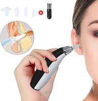 Ear Wax Removal Kit, Spiral Ear Cleaner Tool, Portable Automatic Electric Earwax Tool with LED Light, Easy Soft Prevent Clean with 4 Silicone Spiral Tips, Safe & Comfortable for Adults Kids (Black)
