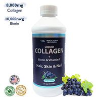 Beaver Brook Liquid Collagen Grape Flavor 8,000mg + 10,000 mcg Biotin - 16oz