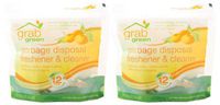 Grab Green Natural Garbage Disposal Cleaner, Deoderizer & Freshener Pods, Plant & Mineral-Based Ingredients, Tangerine + Lemongrass—With Essential Oils, 12 Pods