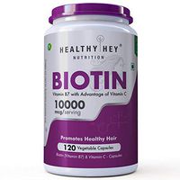 Healthyhey Nutrition Biotin Maximum Strength 10000 Mcg + Vitamin C - 120 Vegetable Capsules