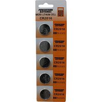 Powertron (5) CR2016 Lithium Button Cell 3V Batteries