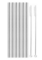 Extra Wide Reusable Stainless Steel Straws, 6 Pack  2 Bonus Cleaning Brushes Included, Designed for use with Boba Bubble Tea/Thick Milkshakes/Smoothies 9.5” Length Food Grade Steel