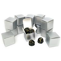 Kelkaa Kraft Boxes - Gift Boxes with Lids, Silver Gift Candy Box Bulk, 72pcs 2x2x2” Small Party Favor Box for Wedding, Baby Shower, Bridal Shower Gift Party Supplies - Silver Metallic