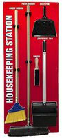 5S Housekeeping Shadow Board Broom Station RED (with Broom Kit)