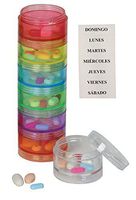 Spanish Stackable 7 Day Pill Organizer - Includes Spanish Day of Week Labels (Medium)
